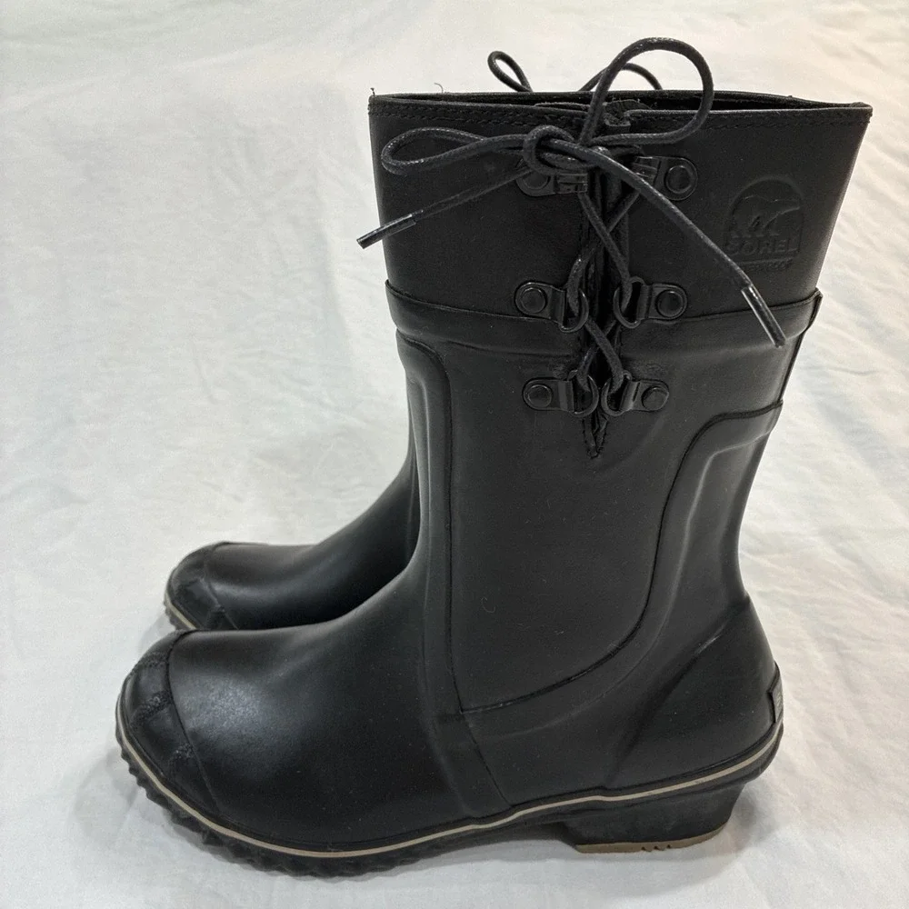 Sorel‎ Rain Boots Womens Size 6.5 1973 Waterproof Black Rubber